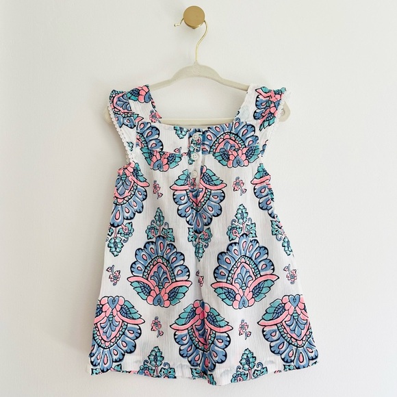 BEAUTIFUL Carter's Paisley White, Blue, & Pink Kids Tank Top Girls 2T - Like NEW - Picture 2 of 4